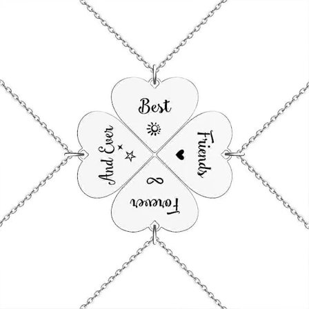 /EA/4 st Nisch Fyrklöver Hjärta Halsband i Rostfritt Stål med Bokstav för Kvinnor