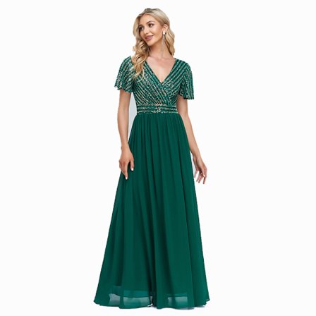 Vintage blommig spets V-hals lång klänning för kvinnor