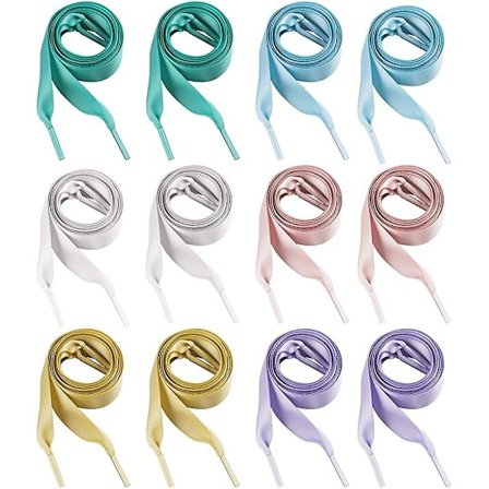 Crday 130 cm långa, 2 cm breda 12 par platta satinsnören, satinsnöre present