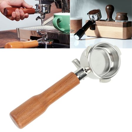 Kaffe Portafilter 54mm Kaffe Dobbel Tut Portafilter Rustfritt Stål Kaffe Tut Portafilter For Breville 870 880 Kaffemaskin C1 Palisander