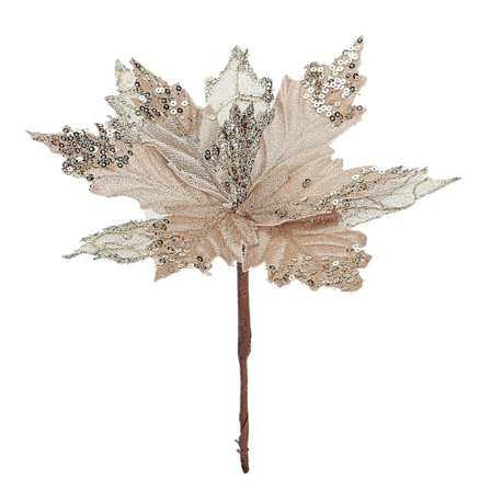 Julgransdekorationer Konstgjord Blomma Glitter För Hem Poinsettia Silver Järntråd Flanell Champagne Blommor(champagne)