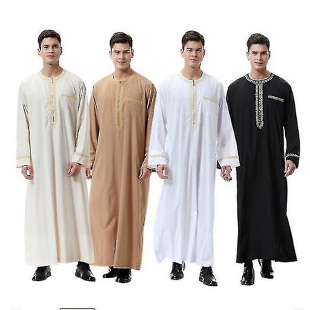 Herr Mu Saudi Robe Kaftan Dubai Tunika Long Top Blus Thobe Kläder A