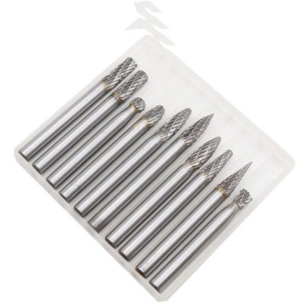 10 STK Hårdmetal fræsesæt Roterende gratsæt 1/4" skaft