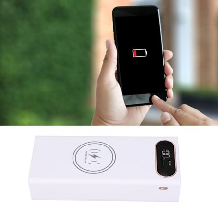 L16 DIY Powerbank 18650 Batteriboks Hurtig Opladning 22.5W & 15W Trådløs Opladning Powerbank 2 USB Output Porte LCD Display Hvid