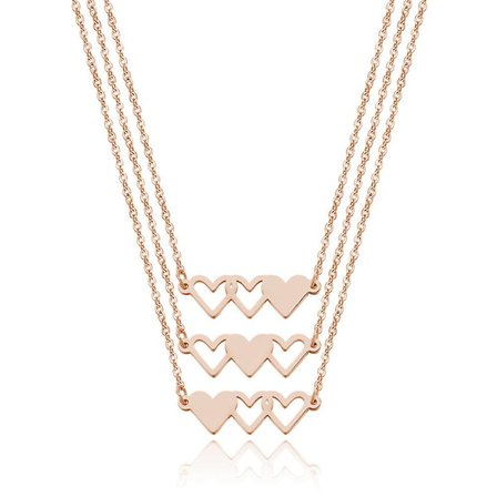 3 st Halsband i Titanstål, Halsband med Tre Systrar Hjärtan