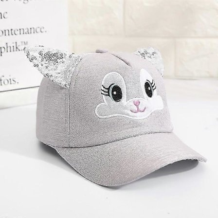 Børn Pige Tegneserie Kat Paillet Øre Baseball Kasket Småbørn Bagknap Kasket