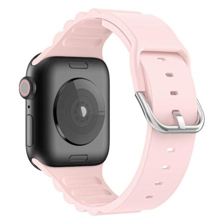 Apple Watch (45mm) vaakasuora raidallinen silikoninen kellonhihna - Vaalea Pinkki Pink