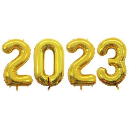 2023 Sifferballonger i Guld för Nyår 102cm STORA