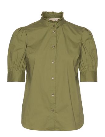 Ctn Short Puff Slv Top Kortermet Skjorte Grønn Michael Kors