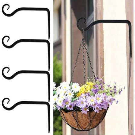 4-pack hängande korg växt hållare trädgård vägg krokar med skruvar, metall vägg lykta krok konsol