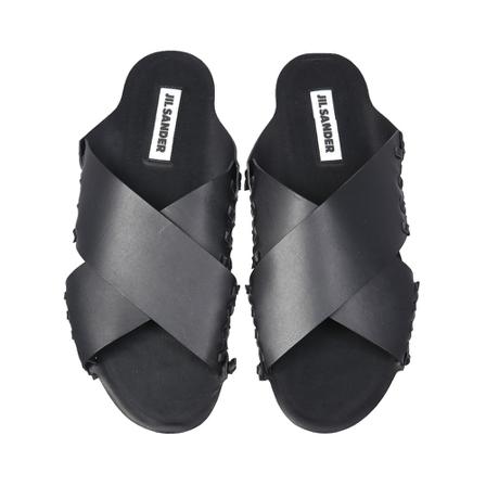 Jil Sander, Leather Sandals Czarny, Kobieta, Rozmiar: 40 EU