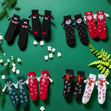 Magnetic Christmas Club Holding Hands Socks Roliga Mid tube Socks