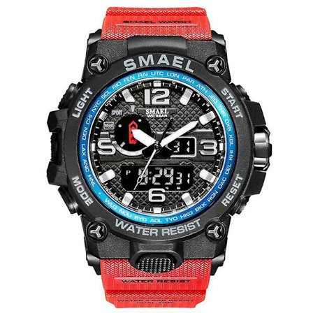 Smael Herre Sportsklokke 50m Vanntett Støtsikker Klokke Alarm Dobbel Display Lysende Kvarts Armbåndsur