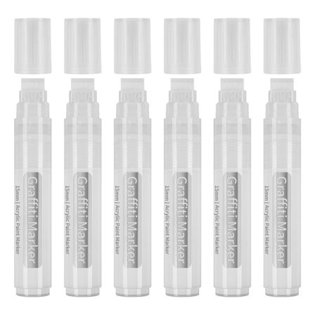 Markør 15 mm bred spids Store akrylmalingspenne HVID