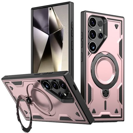 Magsafe Cover til Samsung Galaxy S25 Ultra 360° Roterende Støtte Rose Gold