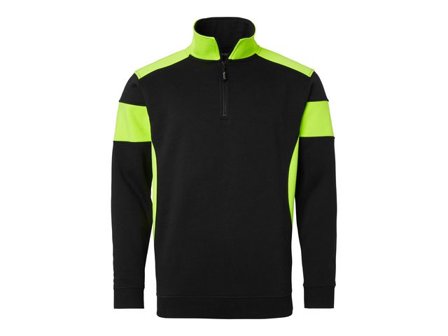 TOP SWEDE Sweatshirt halfzip 222 sv/fluor. gul S - Lyreco - Arbetskläder - Arbetströjor - Sweatshirts och koftor