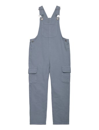 Long Denim Overalls With Pocket Blue Mango