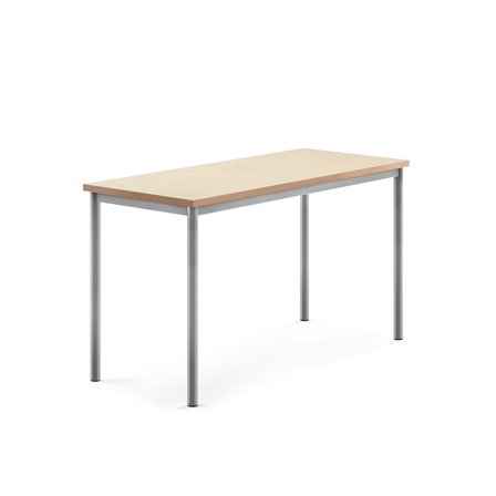 Tisch SONITUS, 1400x600x760 mm, Linoleum beige, alugrau