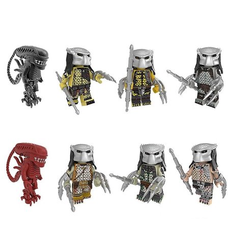 8-pak Predator-serie Alien Minifigurer Samlede Byggeklodser Legetøj Dukke Byggeklodser Legetøj