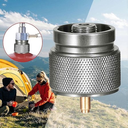 Retkikeittimen adapteri, 1 paunan propaanisäiliön sisääntulo En417 Lindal-venttiilin ulostulo - Propaanista butaaniin muuntava liitin, pieni säiliön 