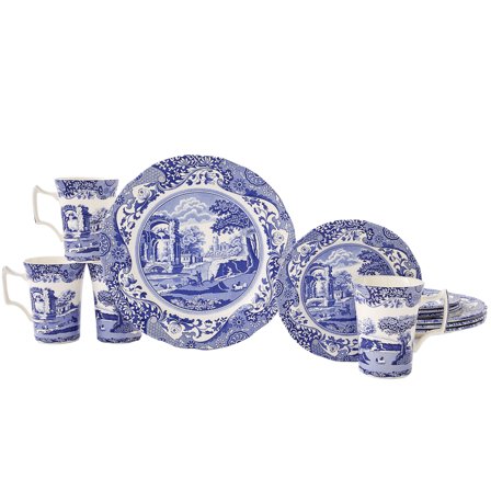 Spode Blue Italian -astiasto 12 osaa, sininen/valkoinen