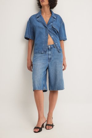 NA-KD Future Denimshorts - Bermudashorts - Blå - EU 32
