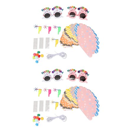 18 st färgglada födelsedagsfest hattar för barn 4 st grattis på födelsedagen glasögon 8 st födelsedagspipan födelsedagsfest dekor