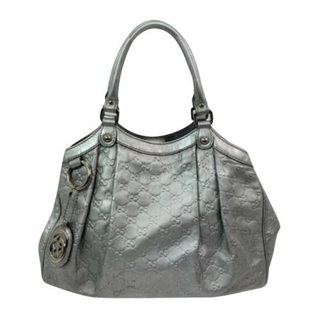 Gucci Vintage, Pre-owned Hand Bag Ssima Sukey Medium Tote Shoulder Charm B119 Grijs, Dames, Maat:ONE Size,Zilver