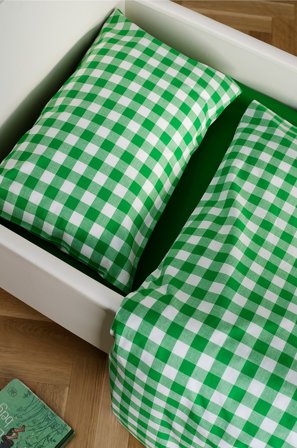 Jotex - 100x130 Cm Dynetrekksett Barneseng Limegrønn/naturhvit - LAUREN - Kjøp Sengesett til barn hos Jotex