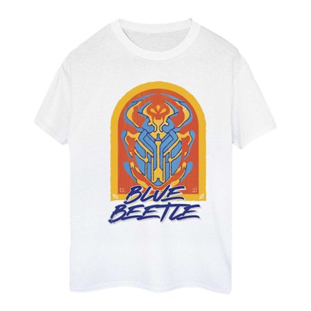 Blue Beetle Dam/Dam Bomulls Boyfriend T-shirt M Vit/Orange