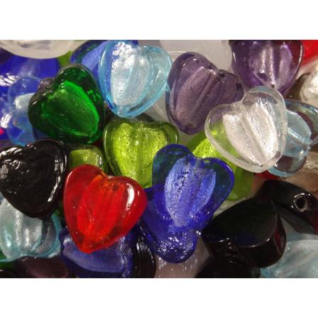 10st Glaspärlor Hjärtan Lampwork 15mm - Blandade Färger Flerfärgad 15 Mm