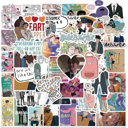 Heartstopper Stickers, 50 pcs Hot TV Series Heartstopper Sticker Pack for Teens Adults Girls, Dovipta Waterproof Vinyl Stickers