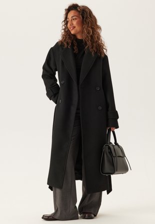 BUBBLEROOM Belted Wool Blend Coat Klær
