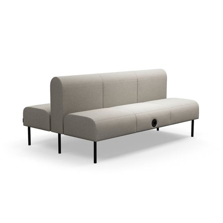 Modulsoffa VARIETY, 3-sits, USB-C/220V-uttag, dubbel, tyg Blues CSII, taupe