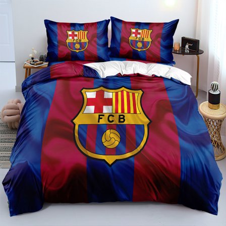 FC Barcelona Fotball Lag Dyne Dekk Polyester Barn Sengetøy Dynetrekk og Putevar 90 Trådtelling Bomull 135x200cm