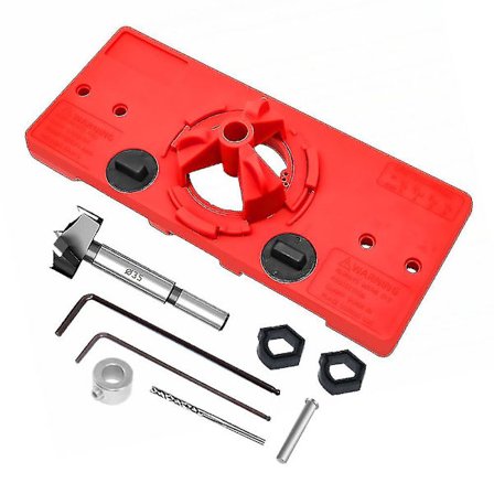 Skjult hængsel jig 35 mm Forstner bor hardware skabelon boreguide til ansigtsramme skab skabsdør hængsler rødt sæt