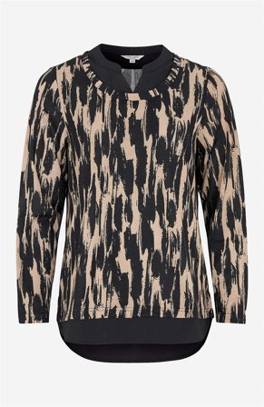 Cellbes of Sweden - Mønstret, 2-i-1 jerseytopp i beige / svart / mønstret for damer i størrelse 34/36