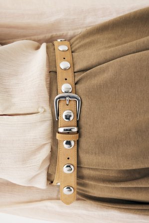 Premium Selection Nieten-Gürtel aus Wildleder - Gürtel - Beige - S / M