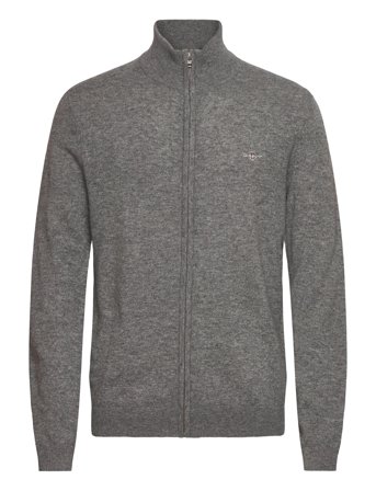GANT Extrafine Lambswool Zip Cardigan - Grey - XL