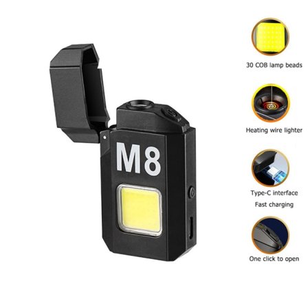 Vindafvisende elektrisk lighter Type-c Smart Charging COB-belysning P A1