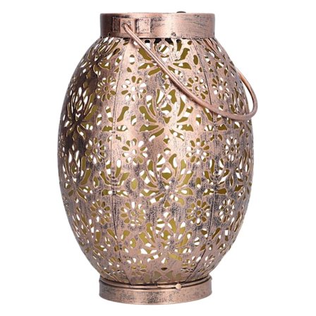 Oval Solar Hul Lampe Bærbar Smedejern Brun Projektorlys til Udendørs Brug