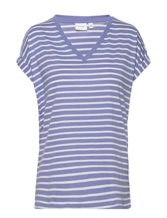 Vidarling V-Neck S/S Top T-shirt Top Blå Vila