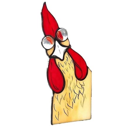 3 stk. Sjovt kiggende hane vindueshjørne dekor håndlavet farvet akryl kylling ornament solfanger