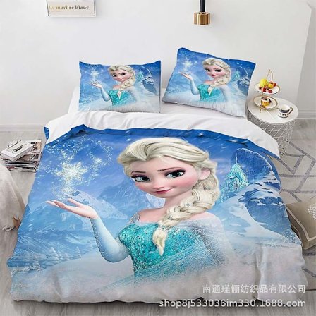 Farge 1 Elsa 3d tegneserie Frozen trykt sengetøysett dynetrekk dynetrekk putevar barn {DB}