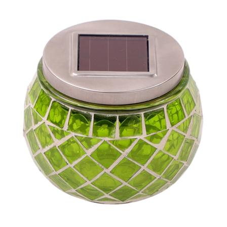 Solcelled glasskule lys mosaikk LED hagelys, bordnatt