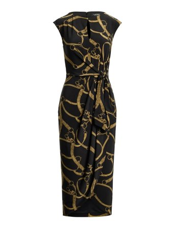 Belting-Print Jersey Tie-Front Dress Black Lauren Ralph Lauren