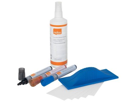 NOBO Startpaket för whiteboardtavlor, 3 whiteboardpennor, 1 tavelsudd inkl refill, 125 ml rengöringsspray - Lyreco - Kontorsmöbler och inredning - 