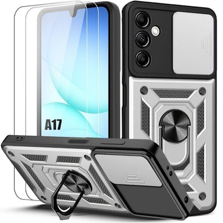 Beskytte Cover - BOOLING - til Samsung Galaxy A17 4G/5G - Sølv - Kamerabeskyttelse - 2 Tempered Glass