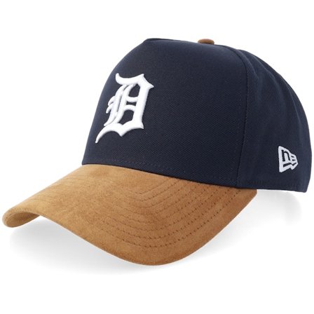 New Era - MLB Svart adjustable Caps - Detroit Tigers Suede Visor Navy/Brown A-Frame Adjustable @ Hatstore