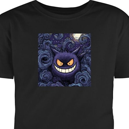Lapsen t-paita Pokémon Gengar - Tumma taide tähtien ja yökaupungin kanssa taustalla